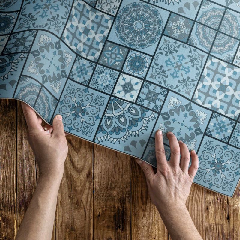 Udendørs Vinylgulvtæppe Mosaik 80x120 cm Blå
