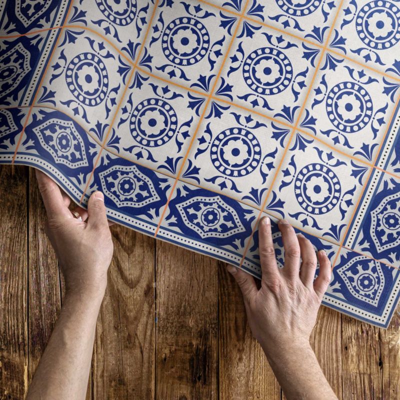Balkonvinyl 80x120 cm Græsk Mosaik Blå