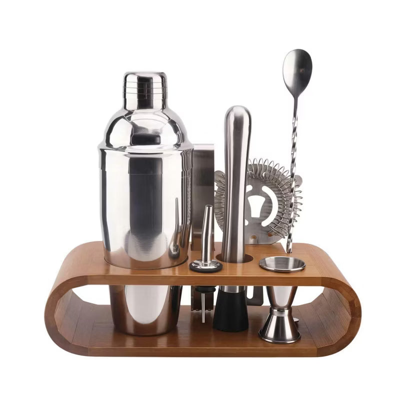 Barmixersæt 27,8x10,8 cm Rustfrit Stål med Bambusholder