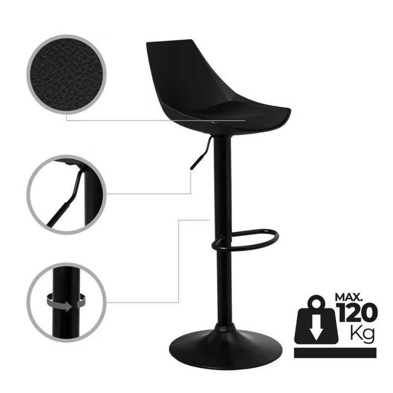 Barstol 38x46 cm Justerbar Sort