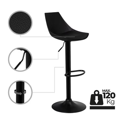 Barstol 38x46 cm Justerbar Sort