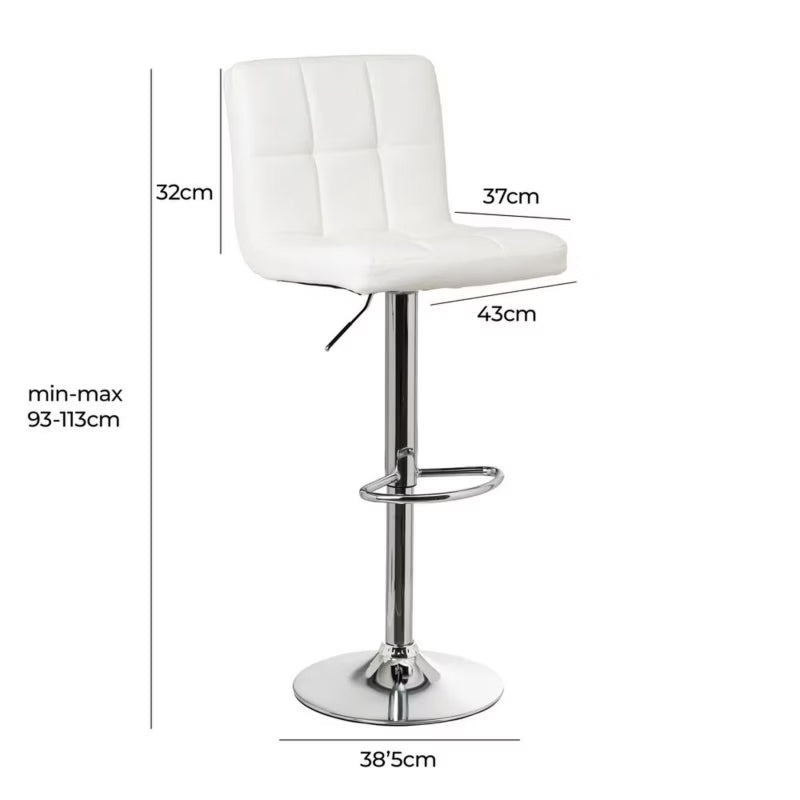 Barstol 43x44x113 cm Hvid Kunstlæder