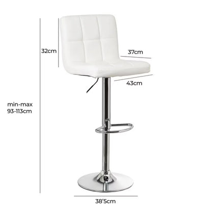 Barstol 43x44x113 cm Hvid Kunstlæder