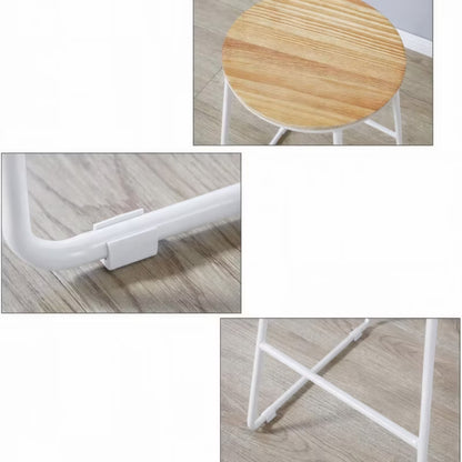 Barstol 71 cm Træ og Hvid Metal