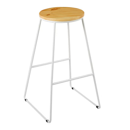 Barstol 71 cm Træ og Hvid Metal