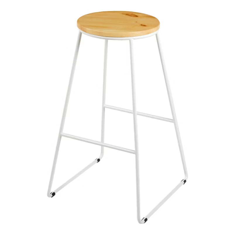 Barstol 71 cm Træ og Hvid Metal