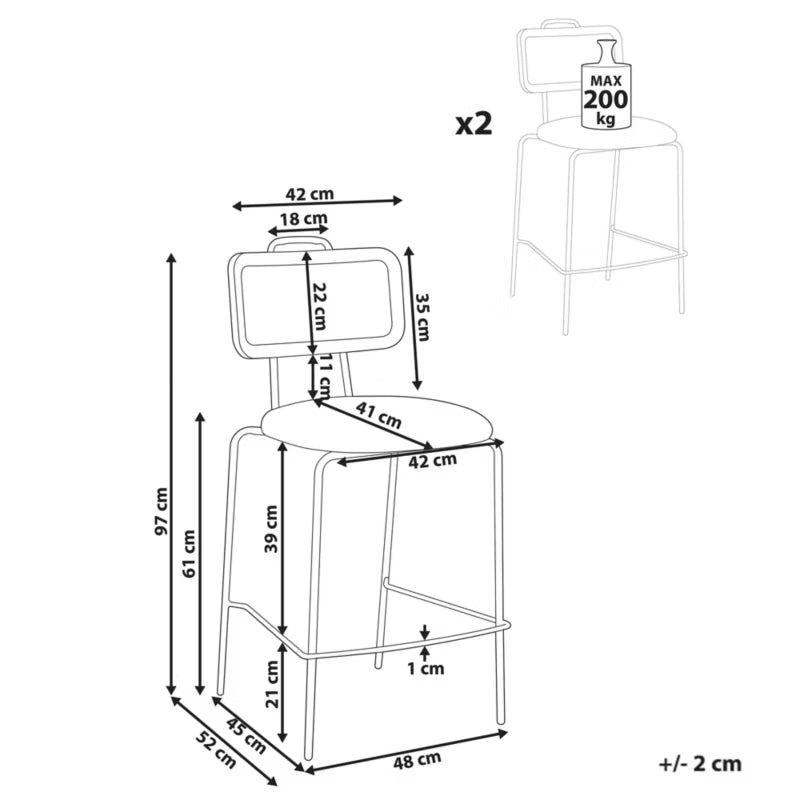 Barstol Adelanto Sæt af 2 Lys Beige
