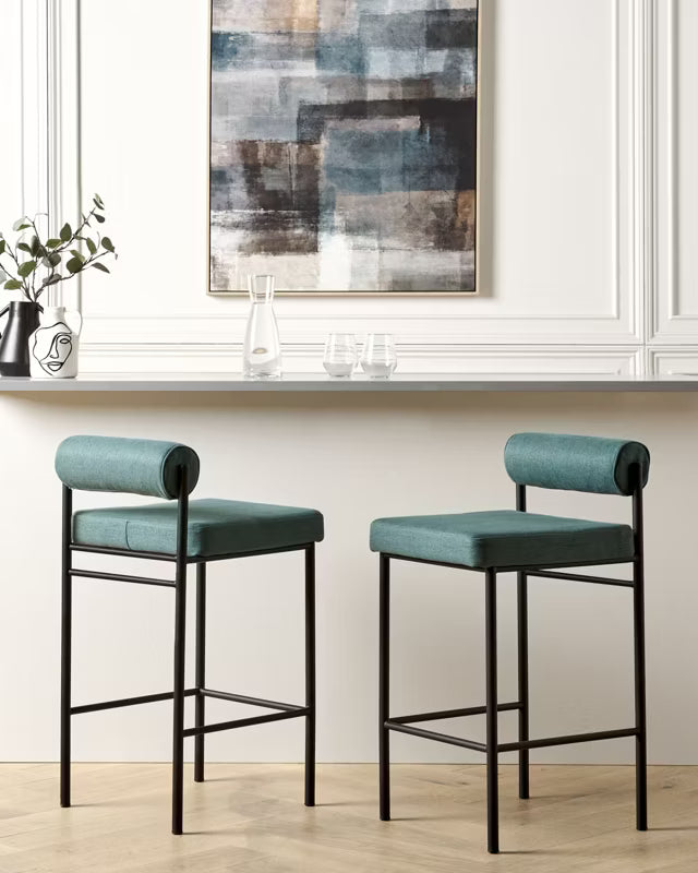 Barstol Amaya 42x82 cm Azurblå Sæt af 2