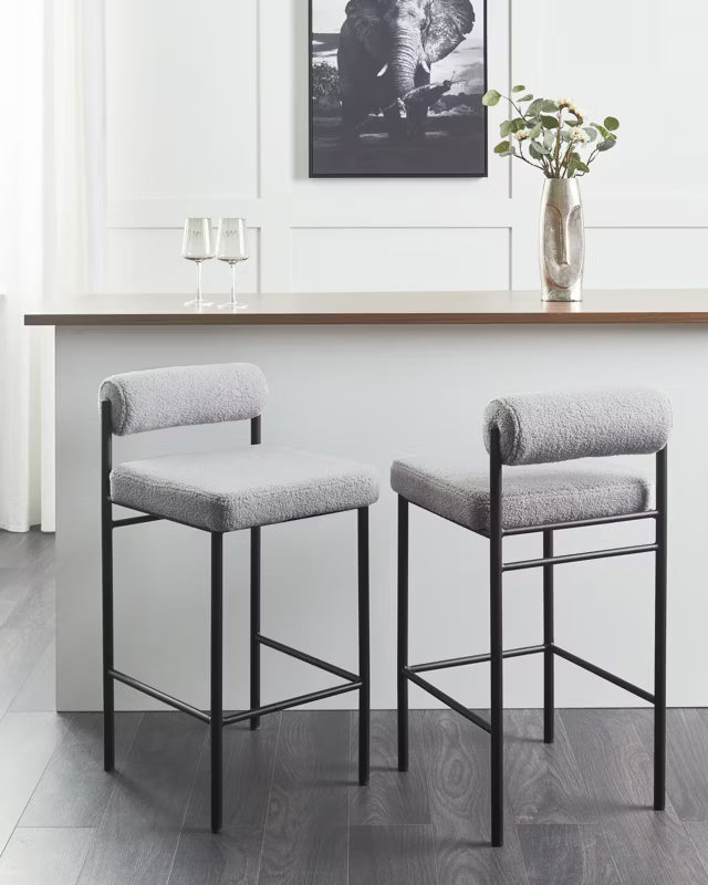 Barstol Amaya 42x82 cm Bouclé Grå 2 Stk