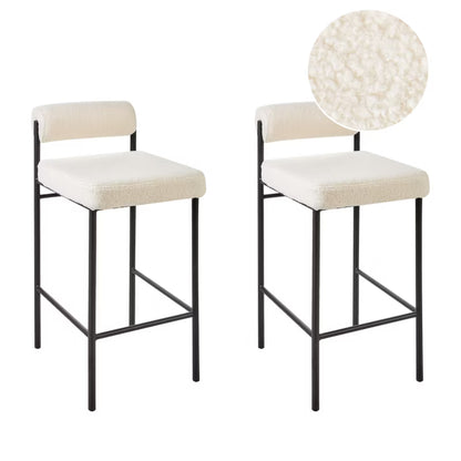 Barstol Amaya Bouclé 42x82 cm Hvid 2-Pak