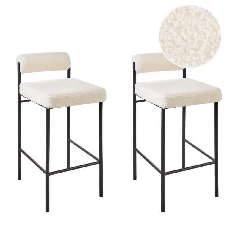 Barstol Amaya Bouclé 42x82 cm Hvid 2-Pak