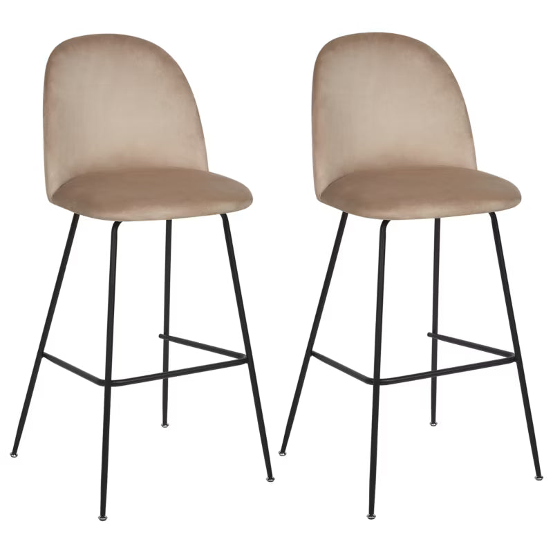 Barstol Arcola 52x54x114 cm Velour Beige Sæt af 2