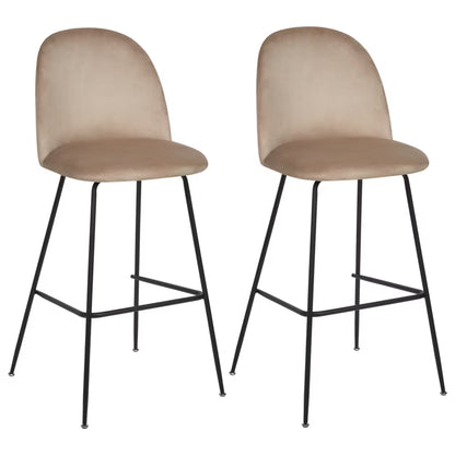 Barstol Arcola 52x54x114 cm Velour Beige Sæt af 2
