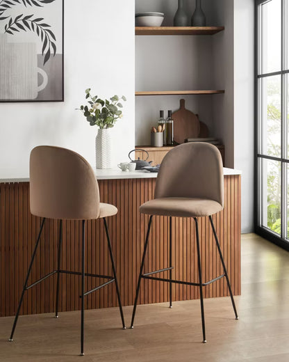 Barstol Arcola 52x54x114 cm Velour Beige Sæt af 2