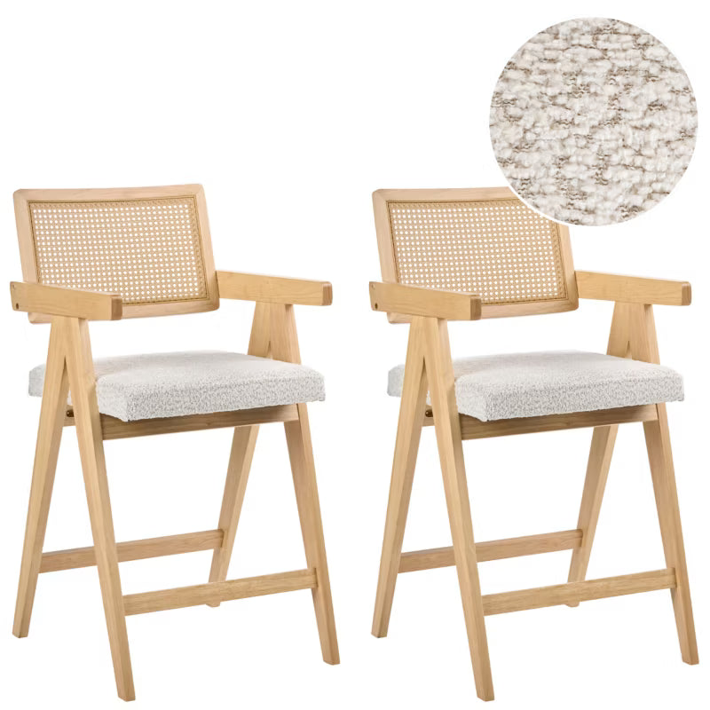Barstol AVA 55x65 cm Beige Træ Sæt med 2