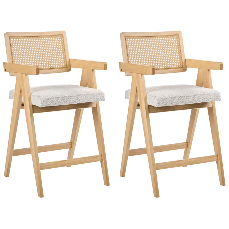 Barstol AVA 55x65 cm Beige Træ Sæt med 2
