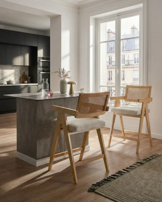 Barstol AVA 55x65 cm Beige Træ Sæt med 2