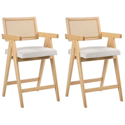 Barstol AVA 55x65 cm Beige Træ Sæt med 2