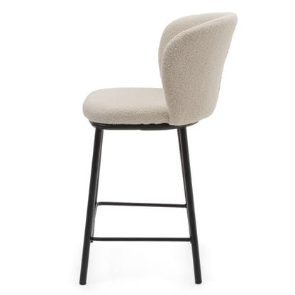 Barstol BARI Bouclé Lys Beige med Sorte Ben