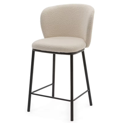 Barstol BARI Bouclé Lys Beige med Sorte Ben