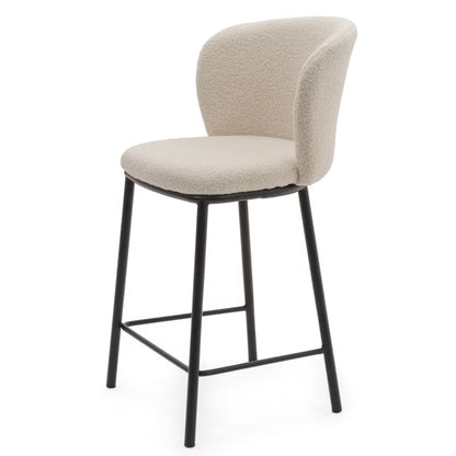 Barstol BARI Bouclé Lys Beige med Sorte Ben