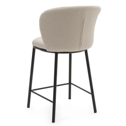 Barstol BARI Bouclé Lys Beige med Sorte Ben