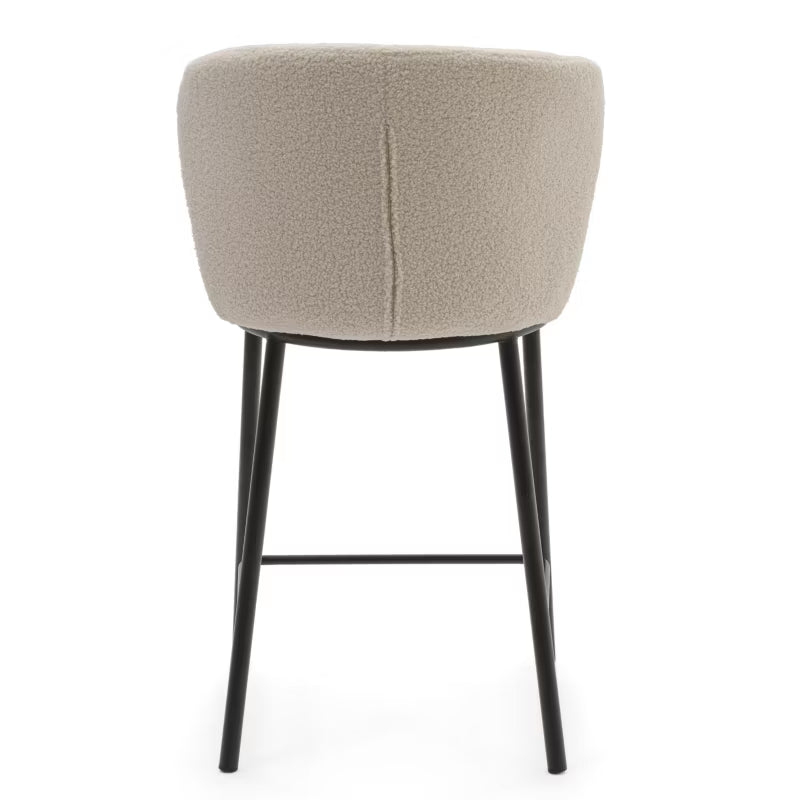 Barstol BARI Bouclé Lys Beige med Sorte Ben
