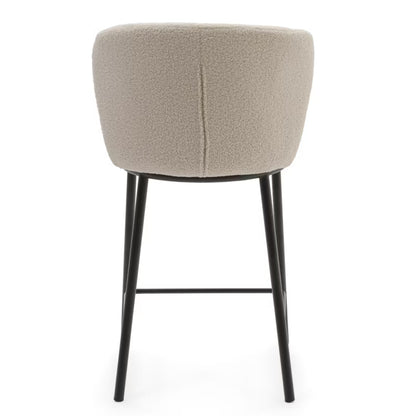 Barstol BARI Bouclé Lys Beige med Sorte Ben