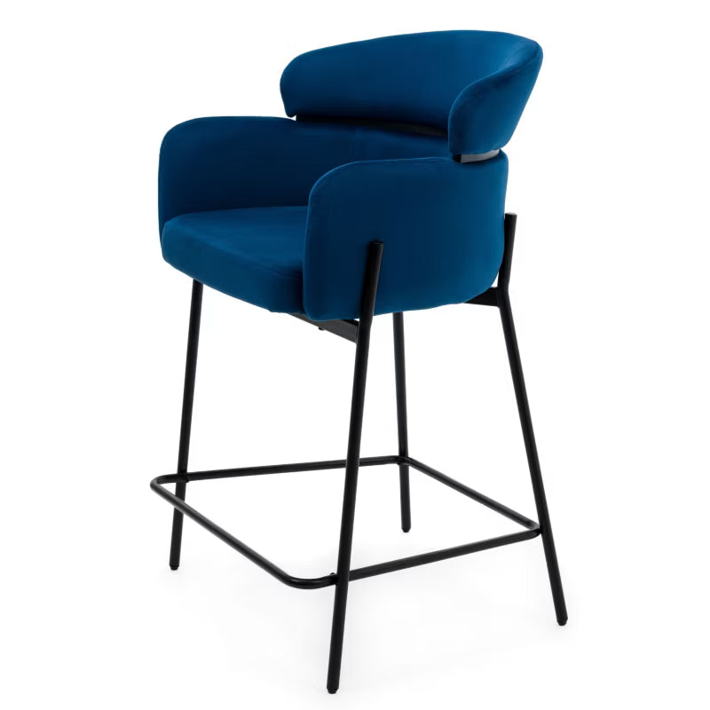 Barstol Bolzano 60x55x99 cm Mørkeblå Fløjl