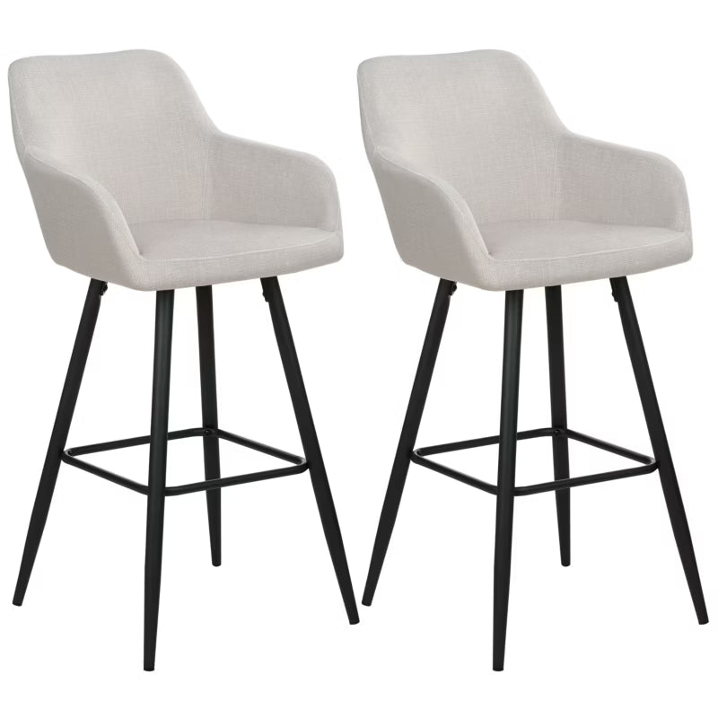 Barstol Casmalia 50x54x103 cm Gråbeige Velour 2 Stk.