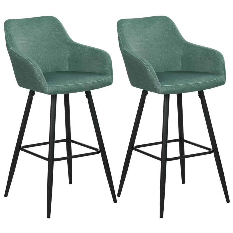 Barstol Casmalia 50x54x103 cm Mørkegrøn Velour Sæt af 2