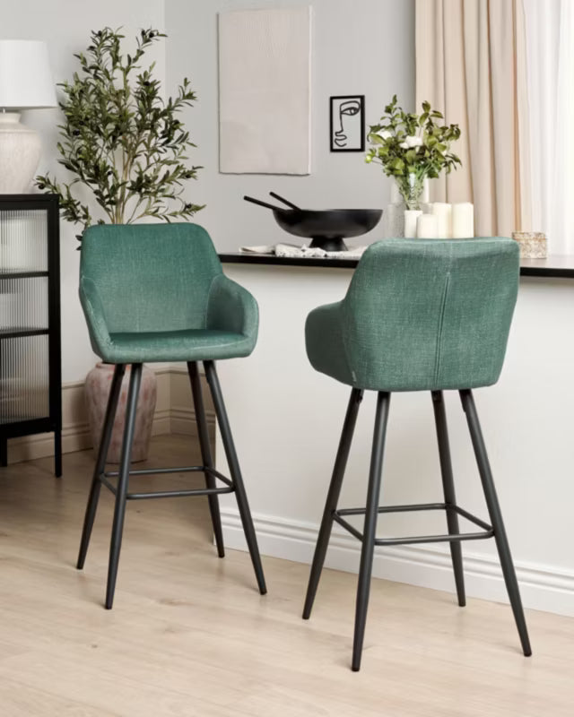 Barstol Casmalia 50x54x103 cm Mørkegrøn Velour Sæt af 2