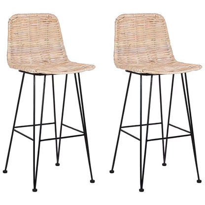 Barstol Cassita Rattan Natur Sæt med 2 Stk