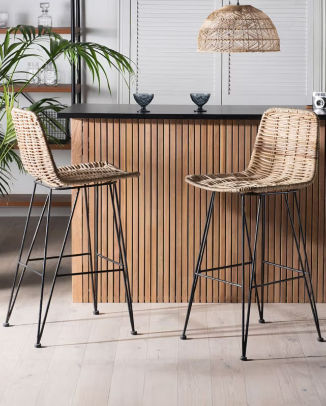 Barstol Cassita Rattan Natur Sæt med 2 Stk