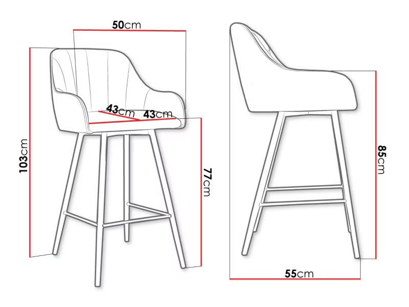 Barstol Colin 50x55x103 cm Sort Metal