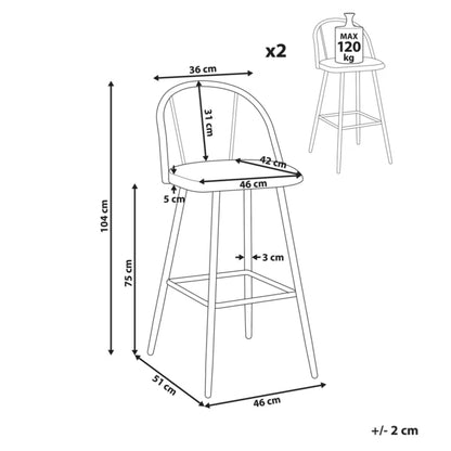 Barstol Cornell 2-Pak Lysebrun Metal