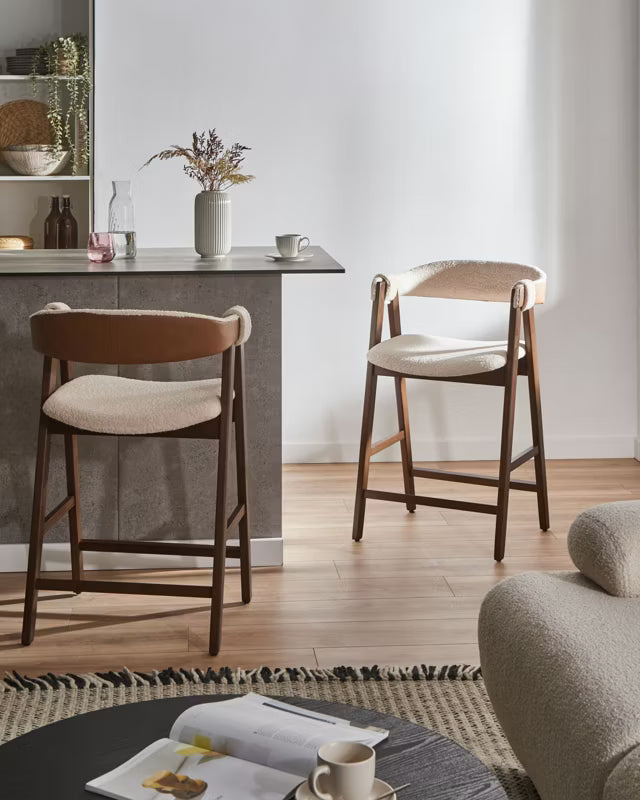 Barstol Day Bouclé Brun og Beige 2 Stk