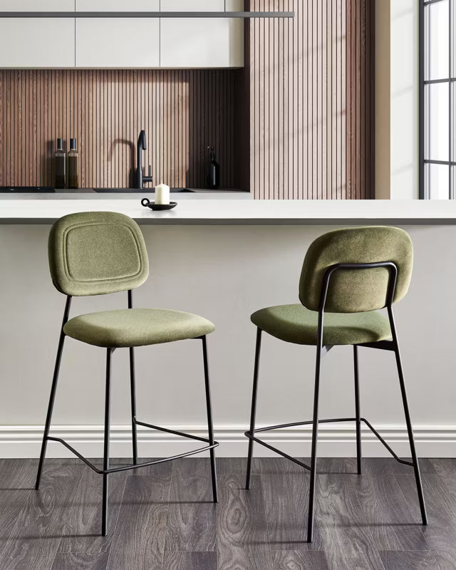 Barstol Duette Velour Olivengrøn 2-Pak