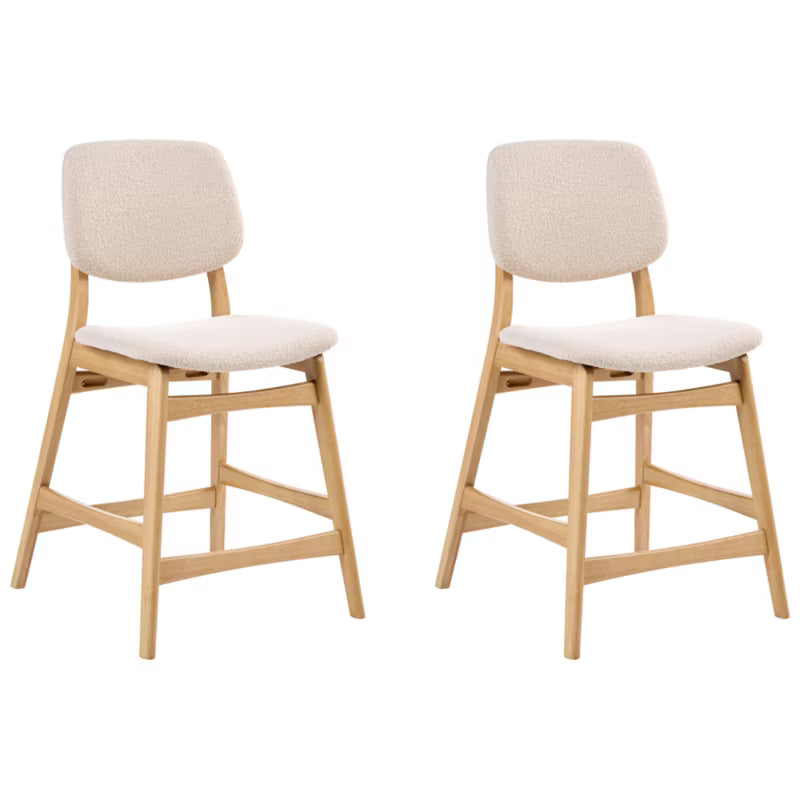 Barstol Elaine Bouclé Sæt med 2 Stk. Beige/Lys Brun