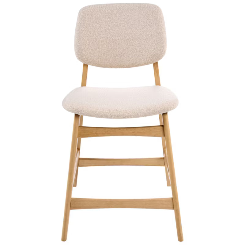 Barstol Elaine Bouclé Sæt med 2 Stk. Beige/Lys Brun