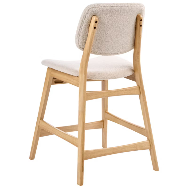Barstol Elaine Bouclé Sæt med 2 Stk. Beige/Lys Brun