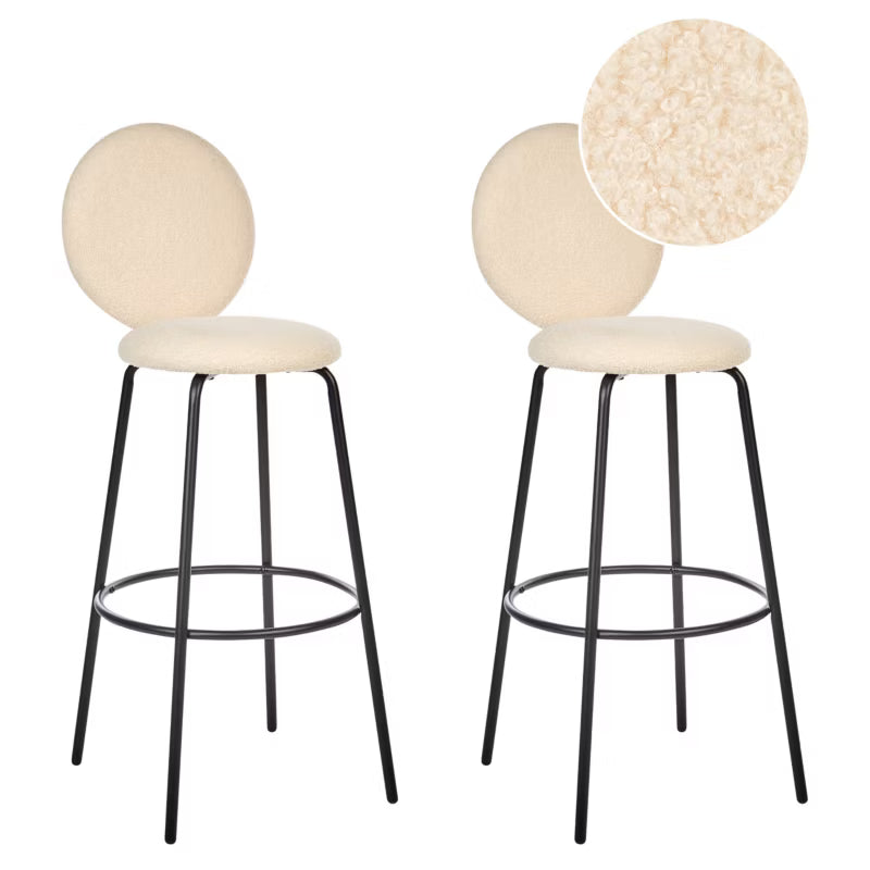 Barstol Emery Bouclé 43x43x107 cm Beige 2 Stk.