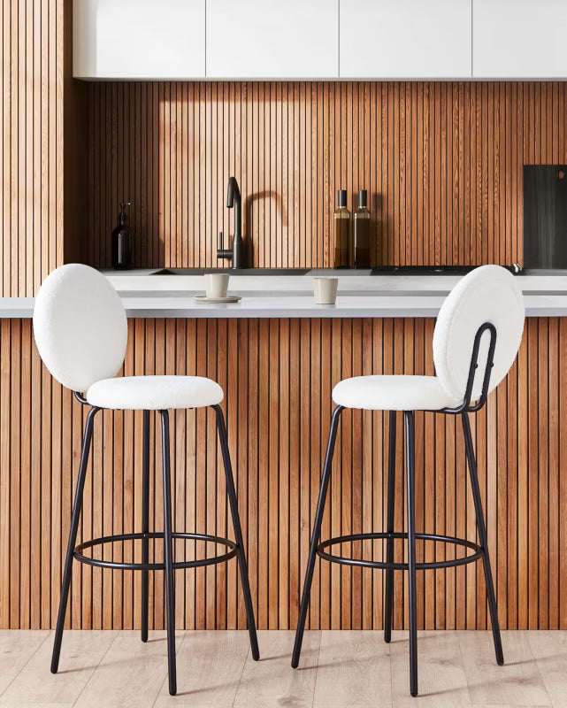 Barstol EMERY Bouclé Hvid 2 Stk