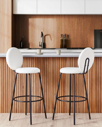 Barstol EMERY Bouclé Hvid 2 Stk