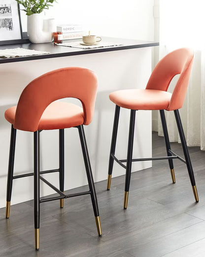 Barstol Falton 46x50 cm Koralrød Velour 2 Stk