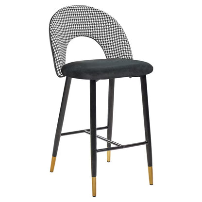 Barstol Falton 48x49x98 cm Sort og Hvid Velour 2 Stk