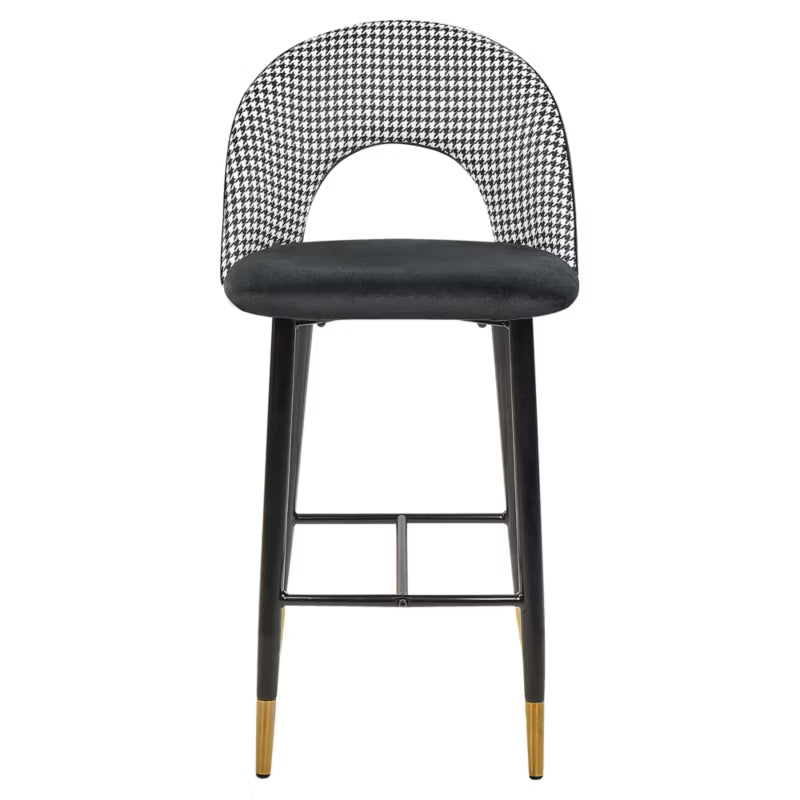 Barstol Falton 48x49x98 cm Sort og Hvid Velour 2 Stk