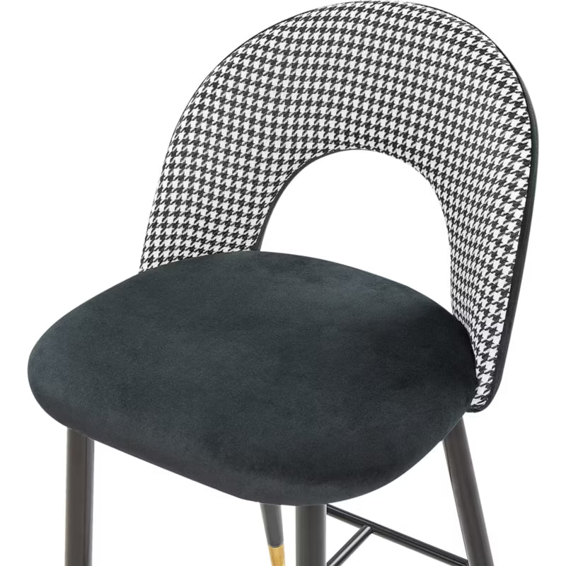 Barstol Falton 48x49x98 cm Sort og Hvid Velour 2 Stk