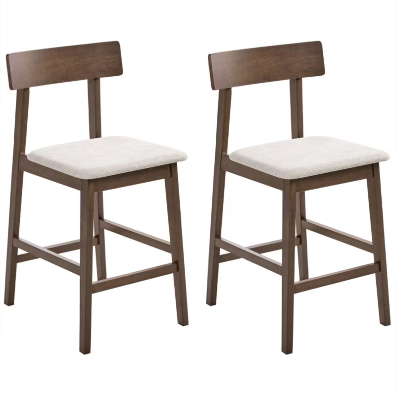 Barstol Isanti 2 Stk. Mørkebrun og Beige Træ