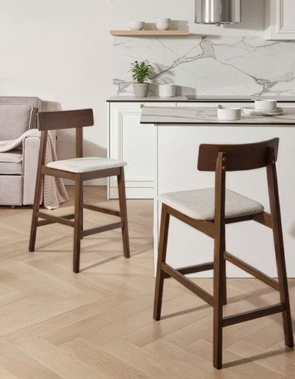 Barstol Isanti 2 Stk. Mørkebrun og Beige Træ